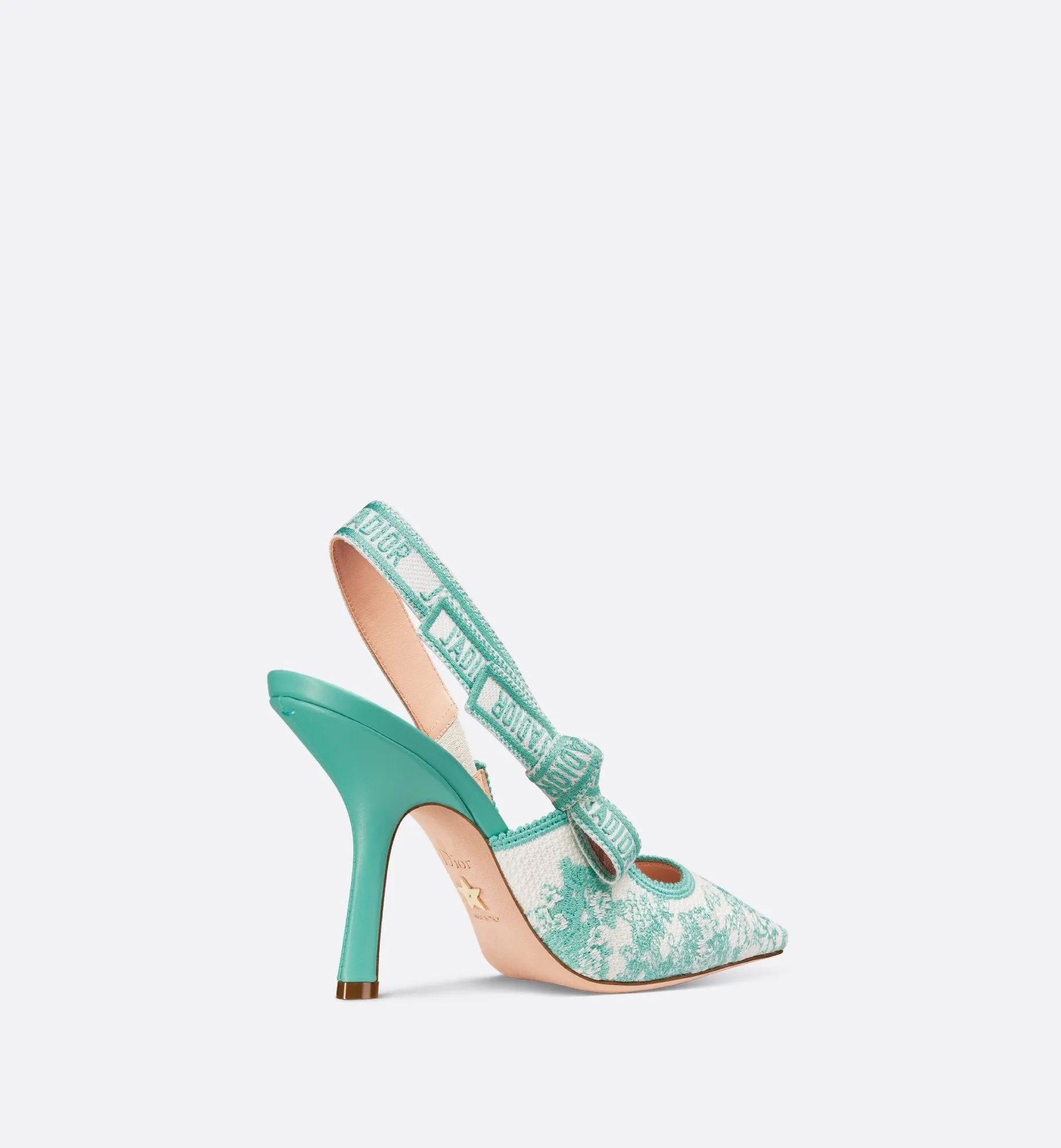 Dioriviera J'Adior Slingback Pump Cotton Embroidered With Aquamarina Toile De Jouy Sauvage Motif