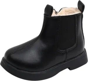 EnJoCho Little Boys Short Shoes Toddler Boots Boys and Girls Waterpoor Ankle Boots Side Zipper Booties Fleece Shoes
