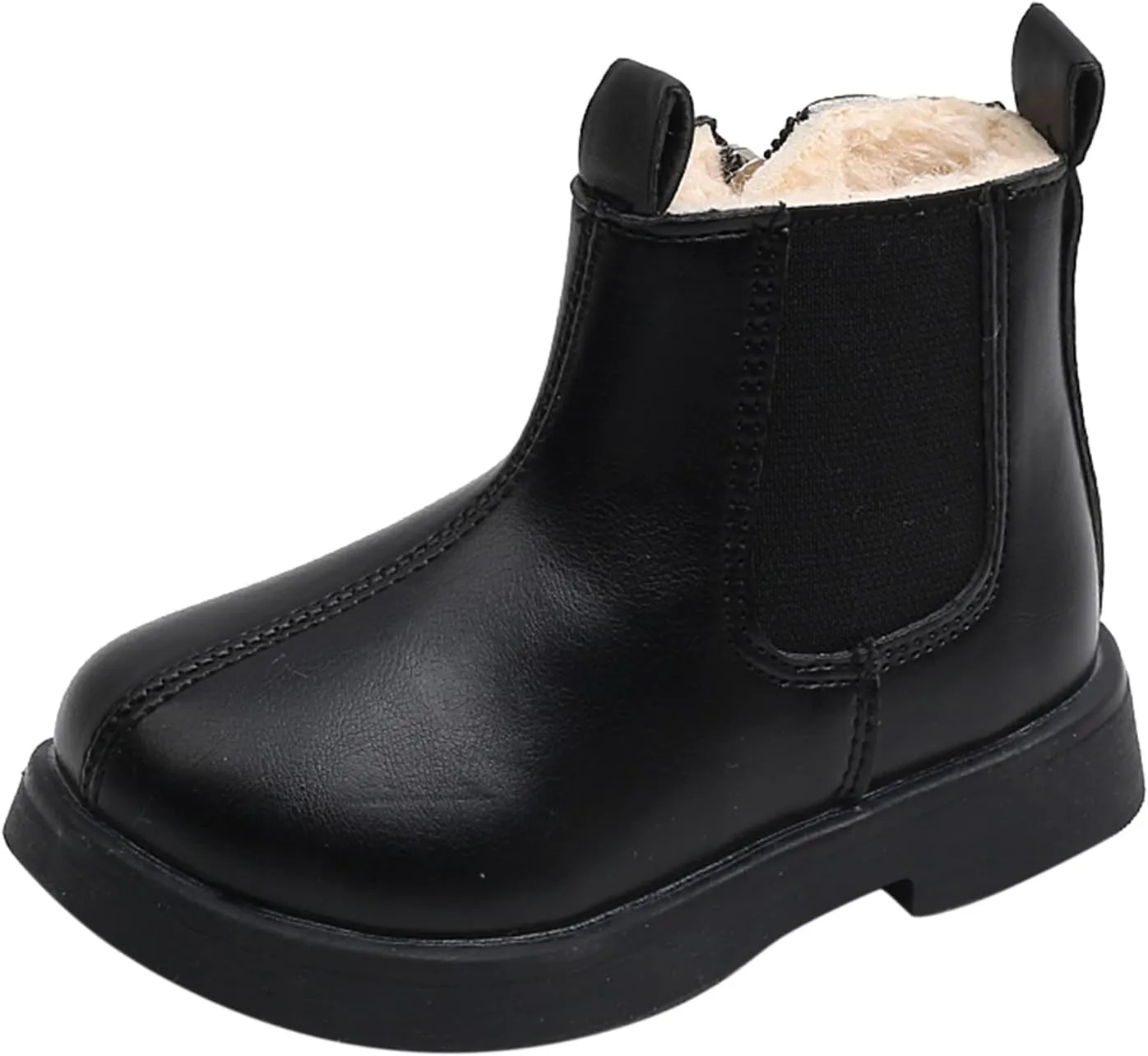 EnJoCho Little Boys Short Shoes Toddler Boots Boys and Girls Waterpoor Ankle Boots Side Zipper Booties Fleece Shoes