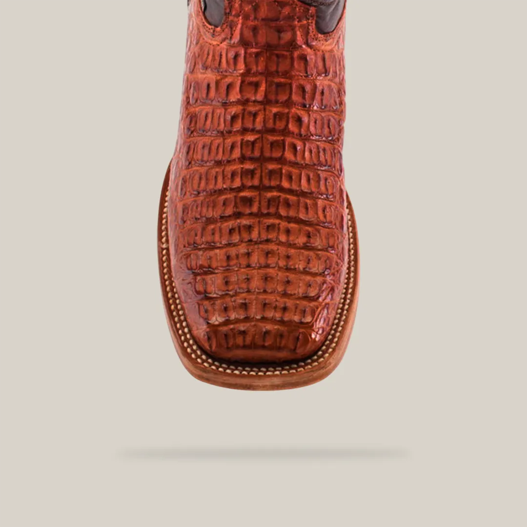 Exotic Caiman Horn Back - Brandy - Square Toe