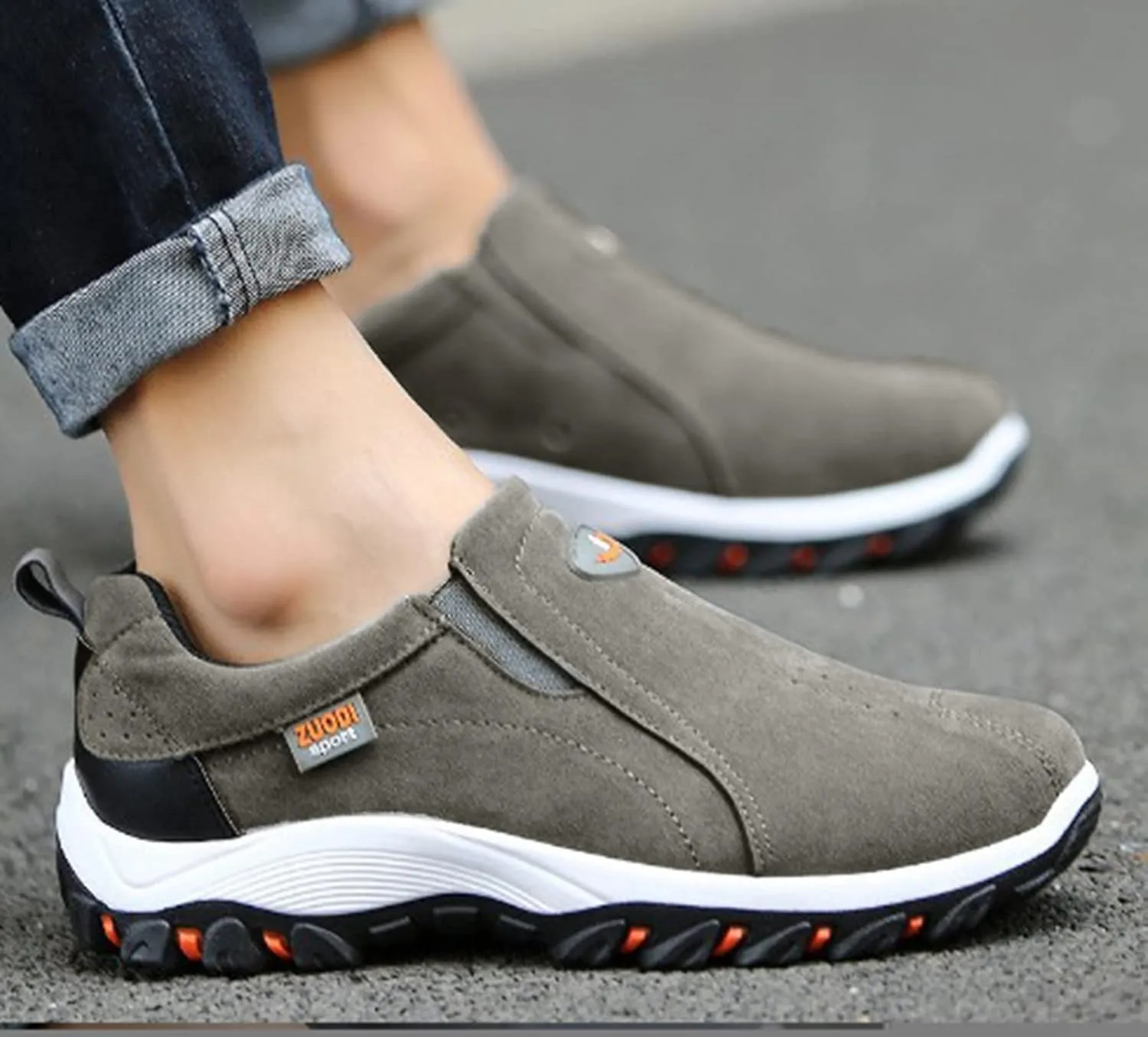 Fashion Lightweight Sneakers for Men Breathable Elastic Fly Woven Mesh Sneaker Hook and Loop Orthopedic Sneakers