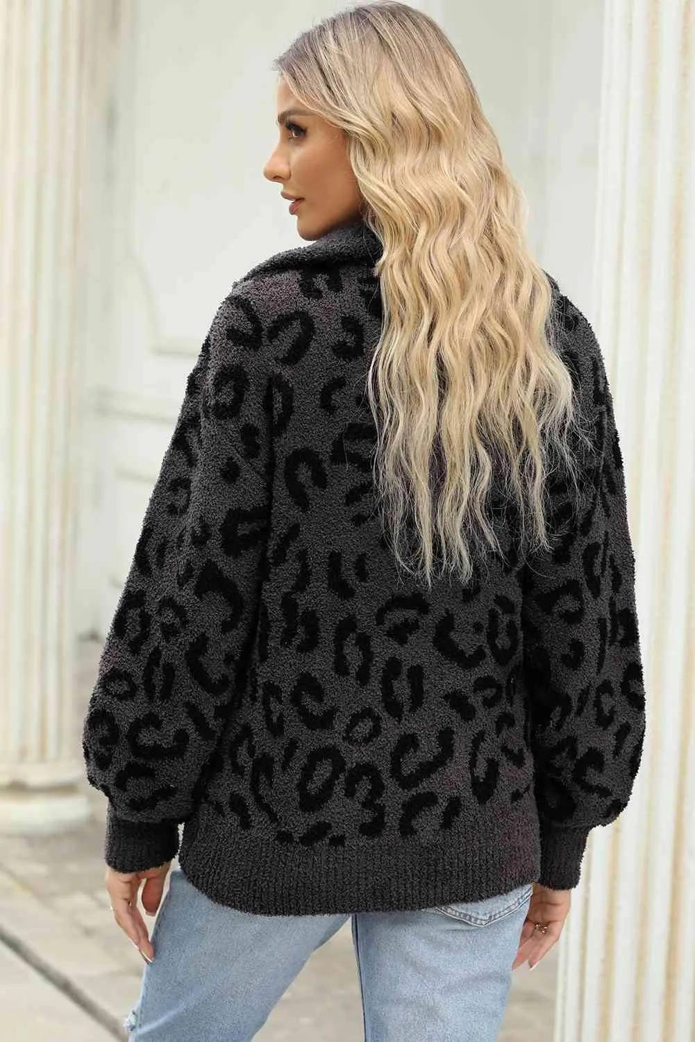 Fierce And Comfortable Half Zip Leopard Sweater
