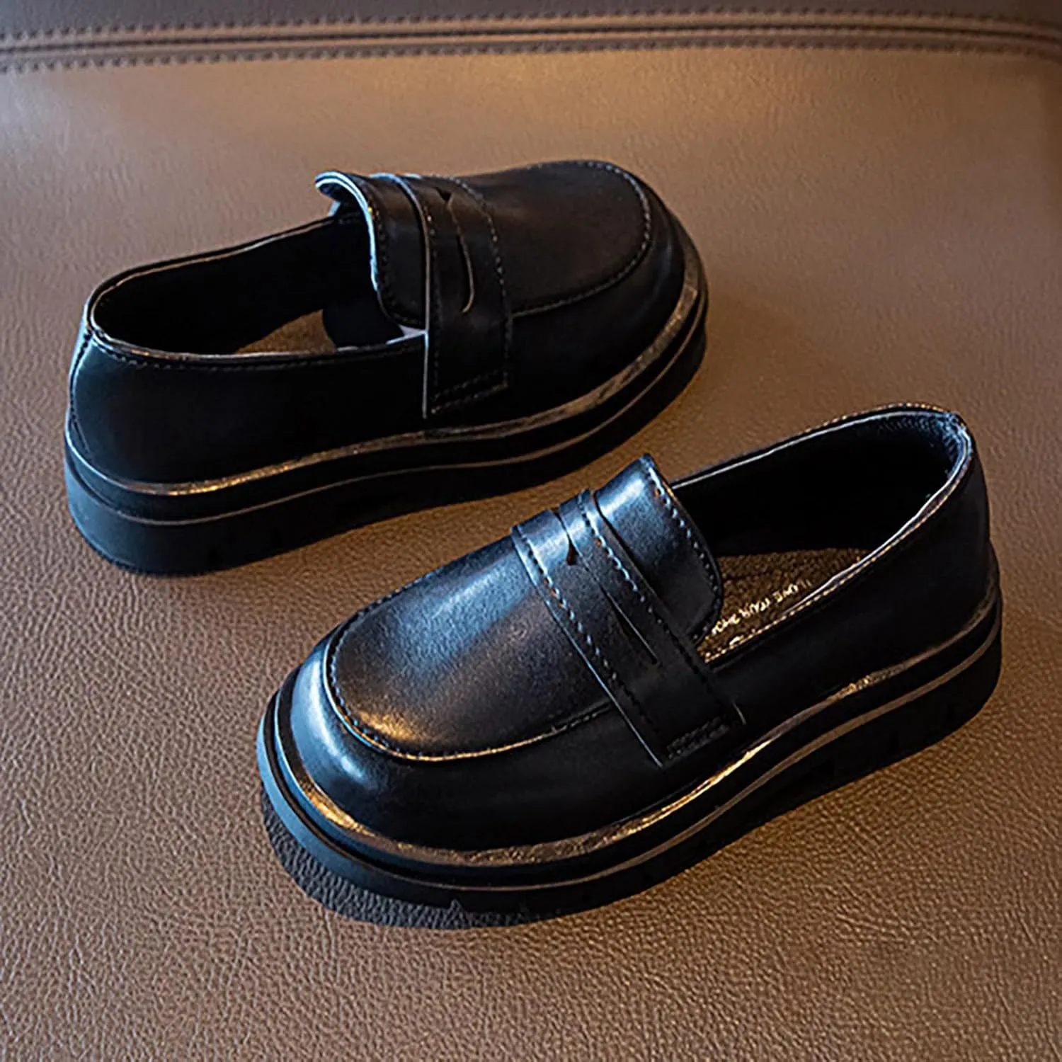 Girls Chunky Loafers Dress Shoes for Girl Platform enny Loafers Round Toe School Uniform Slip On Oxford Shoes