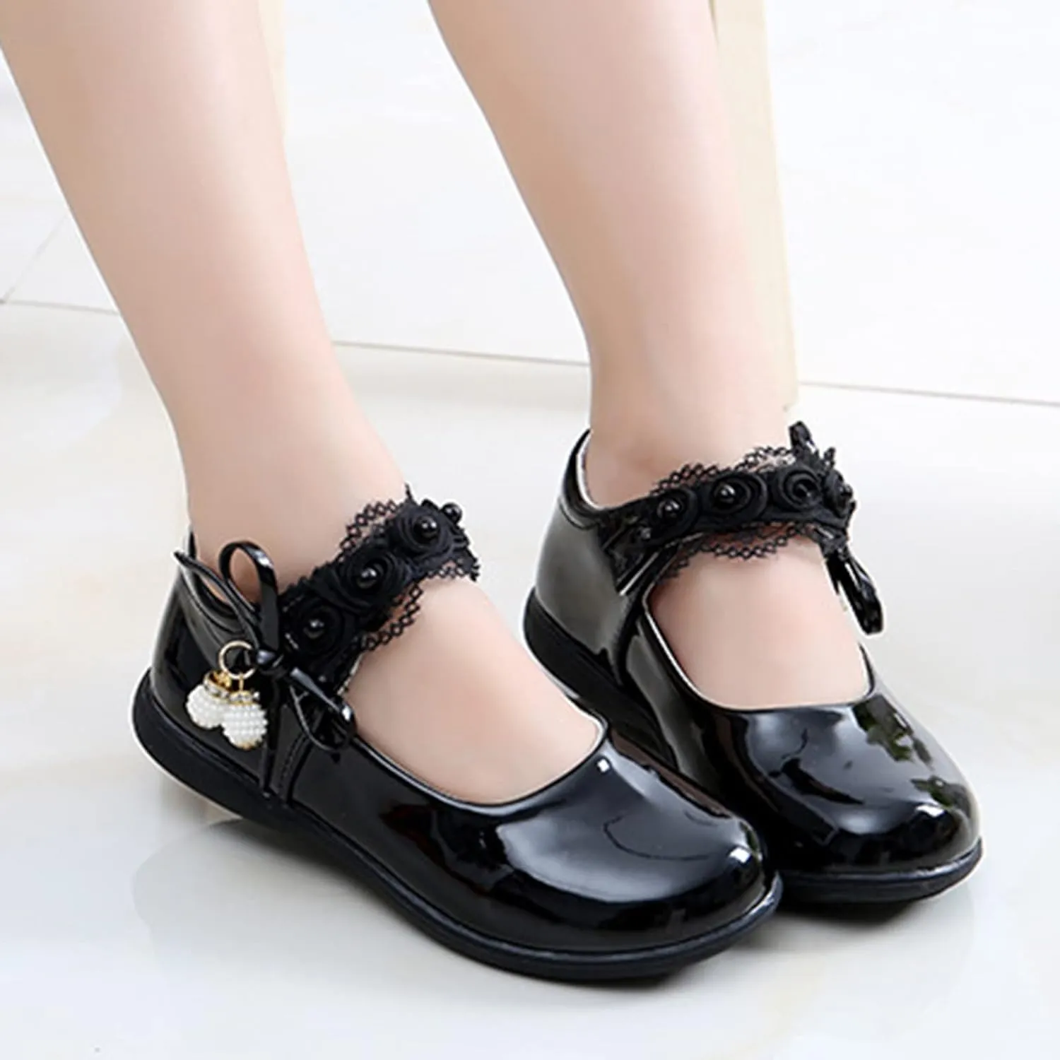 Girls Dress Shoes with Anti-Scratch Leather Pary Schools niform Shoes Mary Jane Fashion Sneaker for Girls