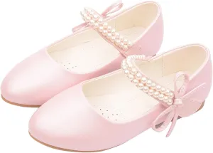 Girls Mary Jane Dress Shoes Ankle Strap Bowknot Shoes Wedding Pary Prom Dance Flat Sandals for Toddler Girl