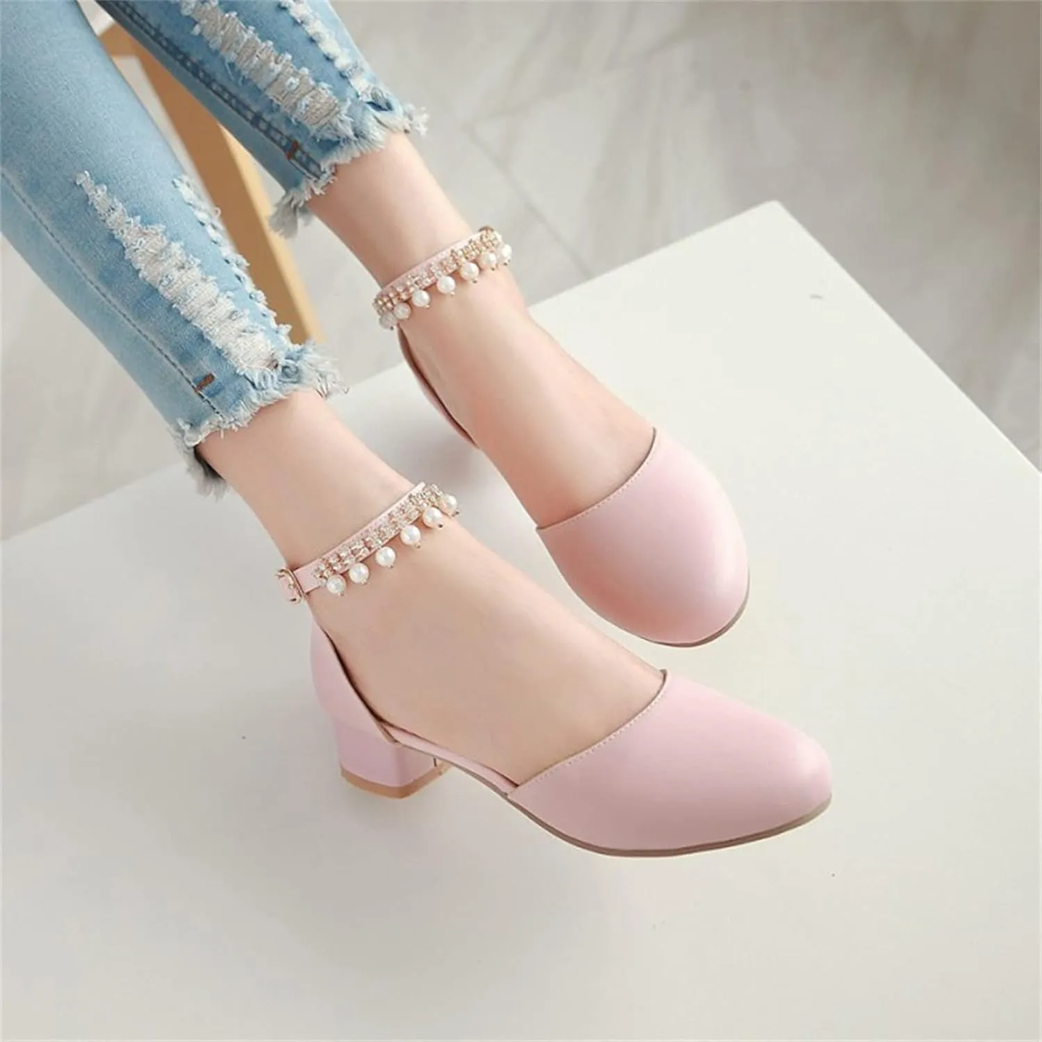 Girls Mary Jane Dress Shoes Pumps Low Heels Flower Party High School Prom Sandals Grils Dress Shoes Water Shoes for Boys