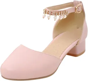 Girls Mary Jane Dress Shoes Pumps Low Heels Flower Party High School Prom Sandals Grils Dress Shoes Water Shoes for Boys