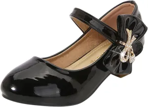 Girls Paten Leather Dress Shoes Low Heels Toddler Mary Jane Shoes Flower Shoes with Bow for School Part Wedding