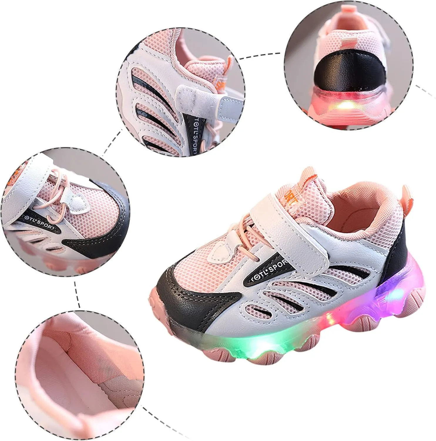 Girls' Sneakers 1-6 Years Children Kids Baby Girl Led Light Sneakers Casual Mesh Breathable Sport Shoes Dress Sneakers