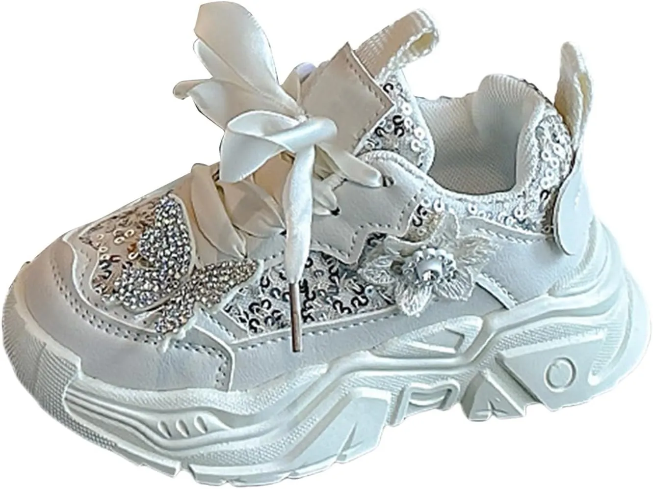 Girls Spring Sneaker Pink Lightweight Cute Bowknot Casual Walking Breathable Sports Shoes for Toddler/Little Kid