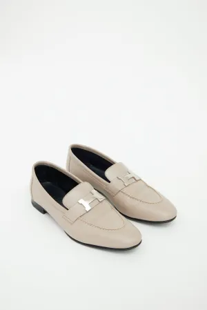 Grey Leather & Silver H Paris Loafer