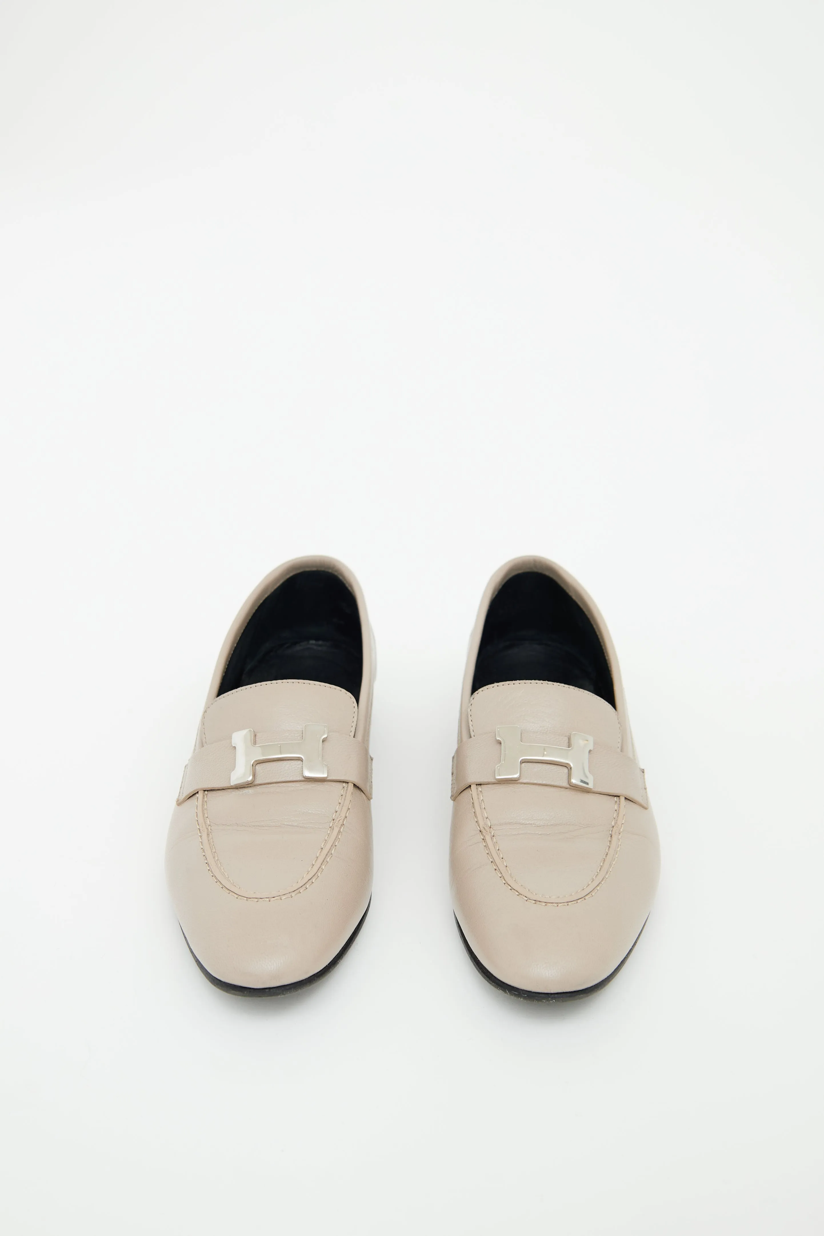 Grey Leather & Silver H Paris Loafer