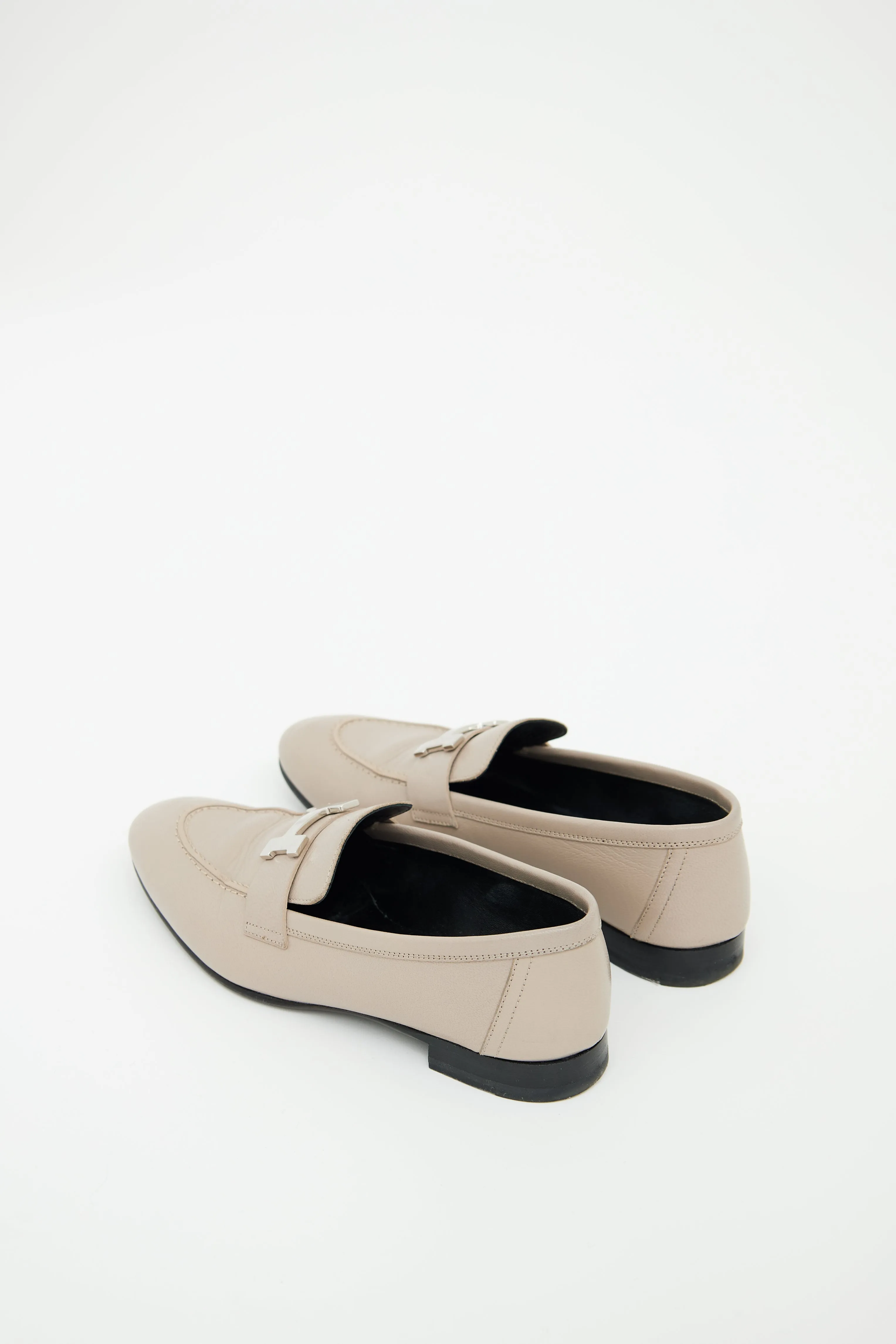 Grey Leather & Silver H Paris Loafer