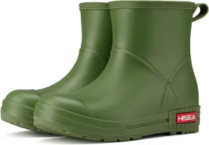 HISEA Women's Short Chelsea Boots Ankle Rubber Rain Boots for Garden Waterproof