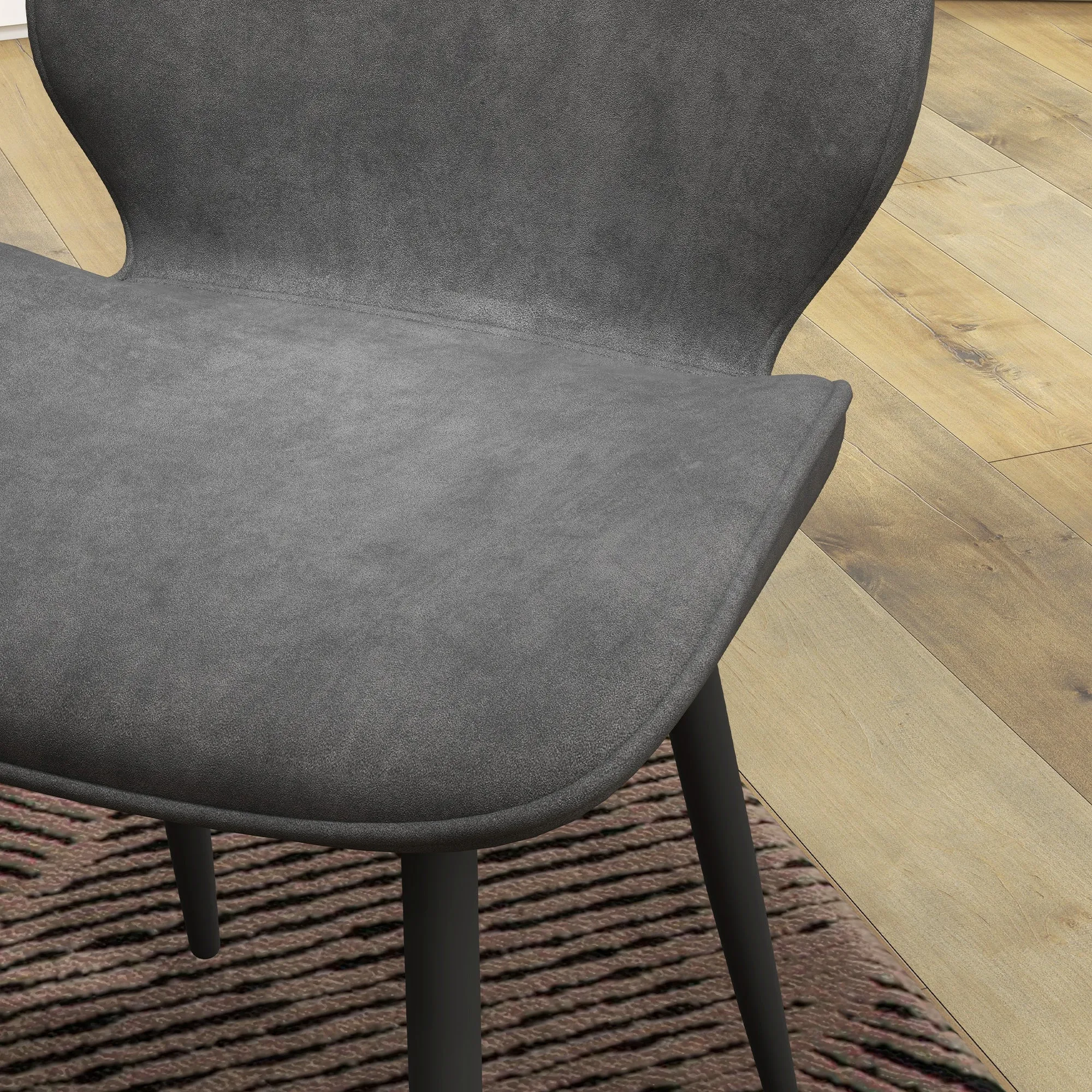HOMCOM Dining Chairs Set of 2, Velvet Fabric Upholstered Kitchen Chairs with Solid Metal Legs for Dining Room, Living Room, Lounge, Grey