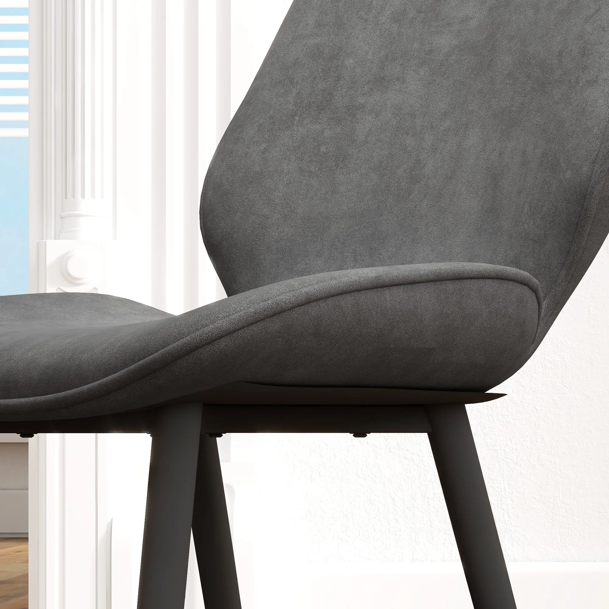 HOMCOM Dining Chairs Set of 2, Velvet Fabric Upholstered Kitchen Chairs with Solid Metal Legs for Dining Room, Living Room, Lounge, Grey