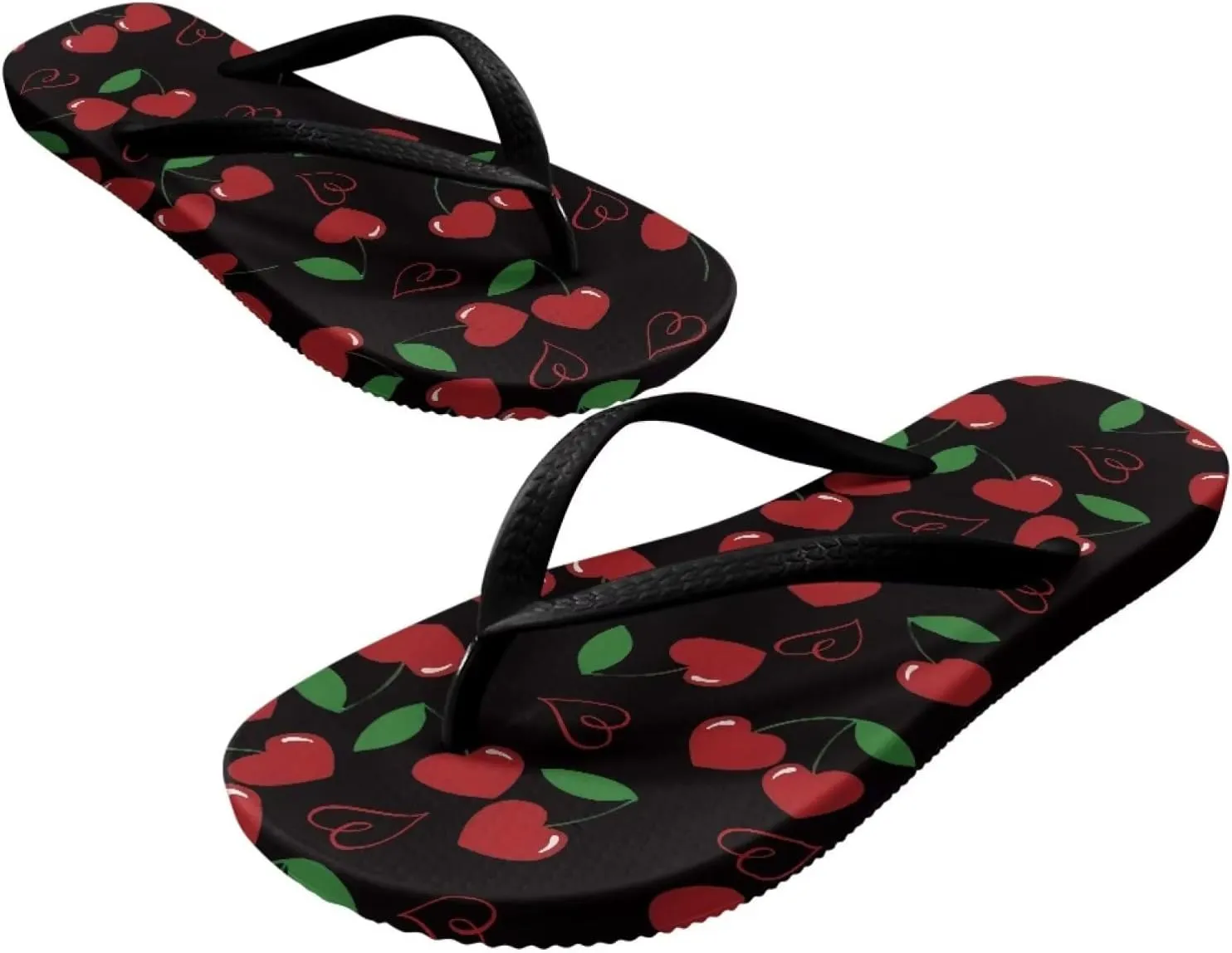 Howilath Fruit Pattern Non-Slip Flip Flops for Women Beach Flat Thong Sandals Rubber Single Band Slippers for Summer Pools
