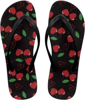 Howilath Fruit Pattern Non-Slip Flip Flops for Women Beach Flat Thong Sandals Rubber Single Band Slippers for Summer Pools