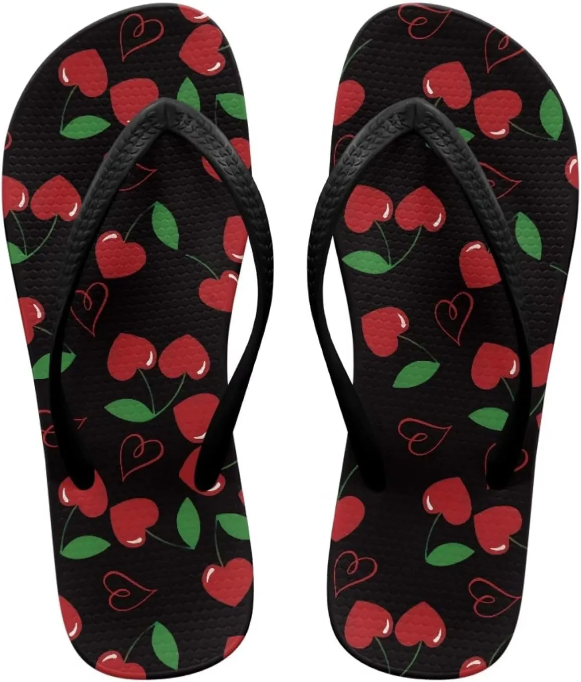 Howilath Fruit Pattern Non-Slip Flip Flops for Women Beach Flat Thong Sandals Rubber Single Band Slippers for Summer Pools