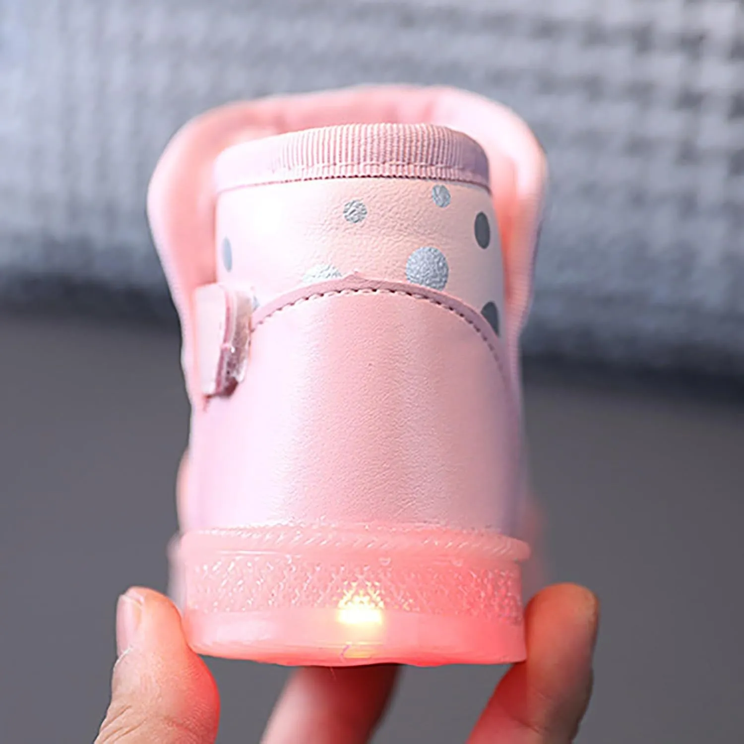 Infant Boys Girls High Top Luminous Sneakers Fleece Plush Thicken Soft Lightweight Light Up Athletic Shoes for Kids