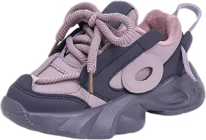 Kids Girls Chunky Sneakers Lace-up Soft Thick Sole Comfortable Lightweight Casual Fashion Tennis Shoes for Hiking