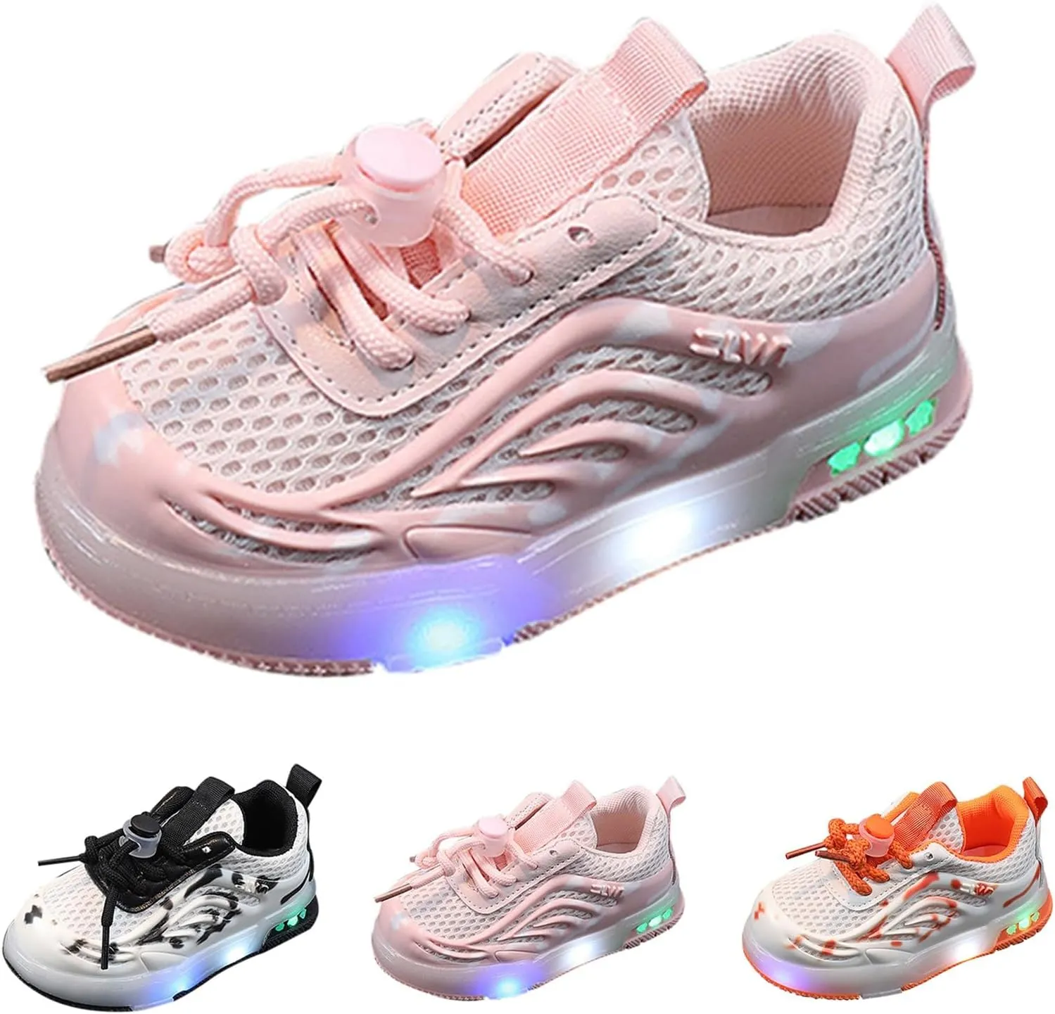 Kids Toddler Light Up Flashing Shoes Girls Boys Lightweight Mesh Breathable Flat Glowing First Walking Sneaker