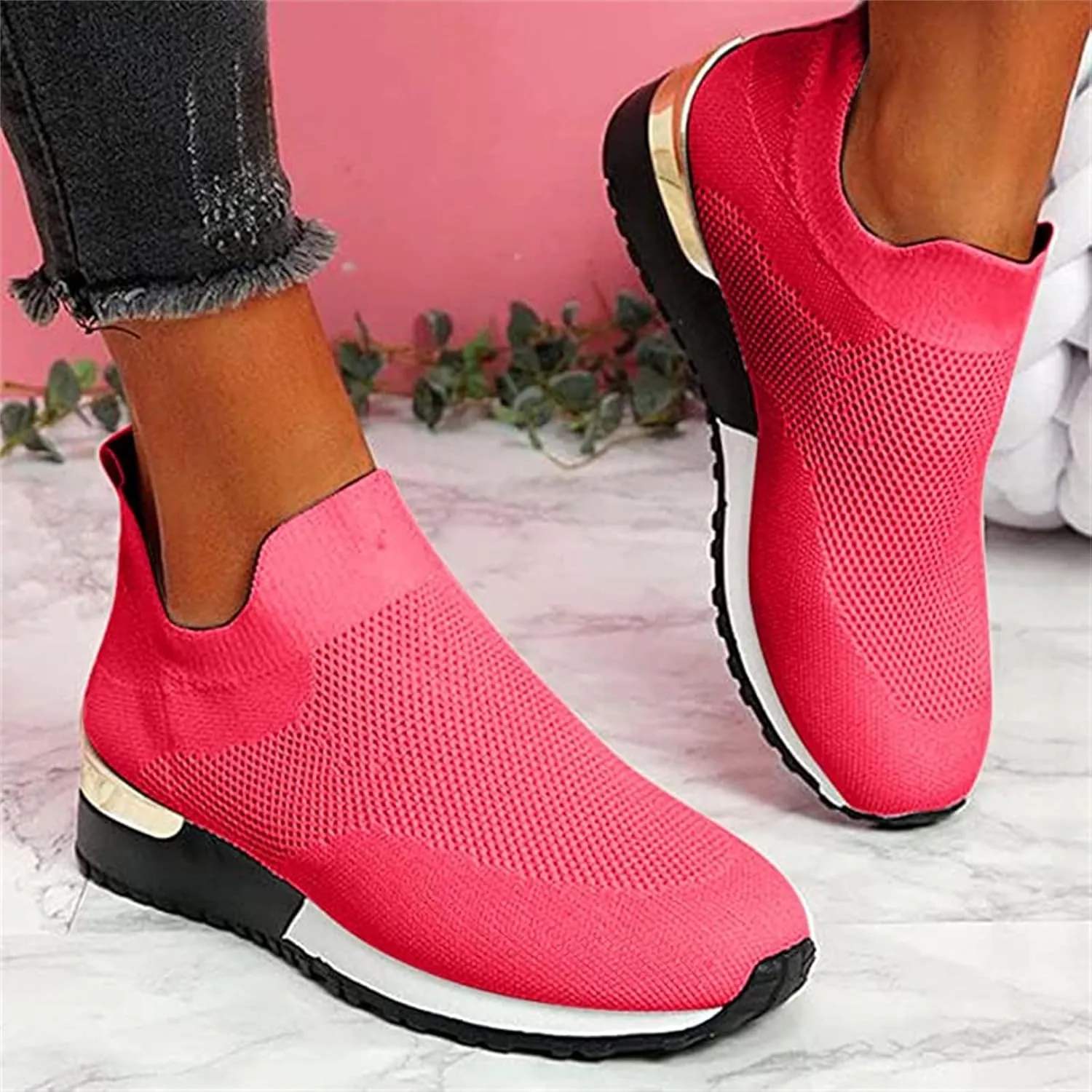 Lausiuoe Sneakers For Women Walking Shoes Comfortable Tennis Shoes Breathable Casual Gym Workout Restaurant Work Shoes