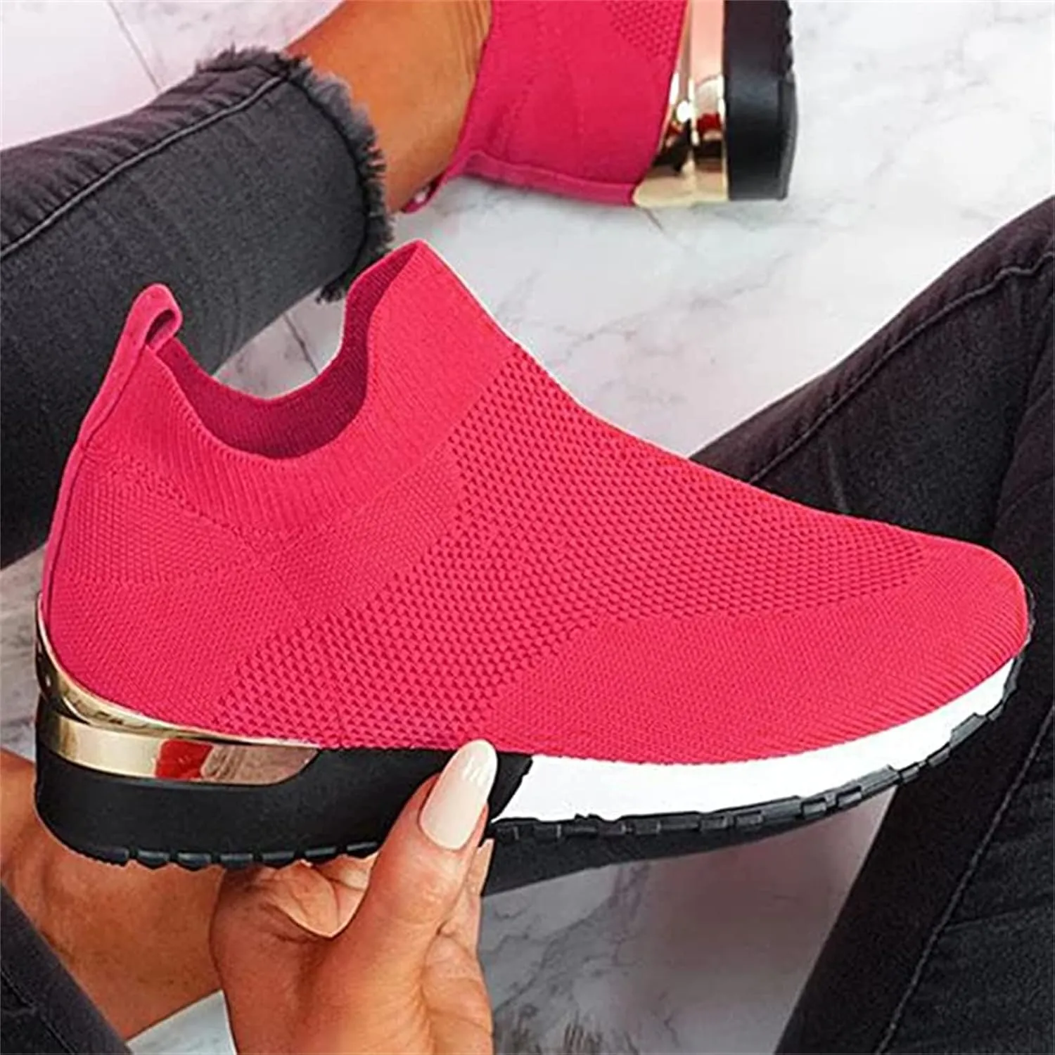 Lausiuoe Sneakers For Women Walking Shoes Comfortable Tennis Shoes Breathable Casual Gym Workout Restaurant Work Shoes