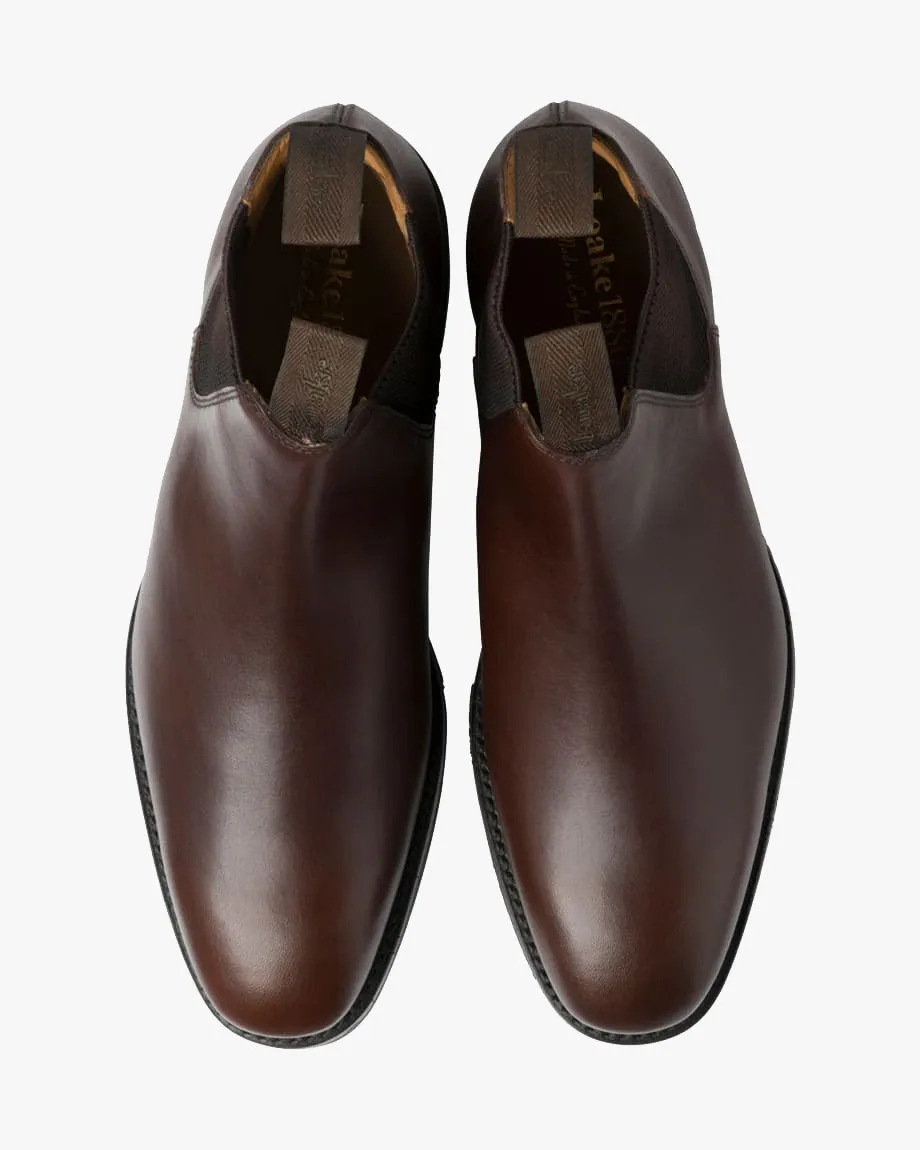 Loake 1880 Classic Chatsworth Chelsea Boot - Dark Brown Waxy / Dainite Sole