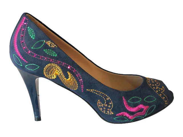 MARINO FABIANI 4138 Blue Suede High Heels