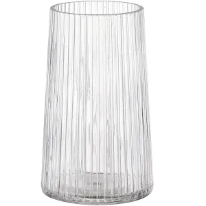 MARTAGE Clear Glass Vase for Flower, Glass Flower Vase, Flower Vase for Bouquet, Modern Glass Vase, Ribbed Glass Vase for Living Room, Bedroom, Dining Table, Office, Wedding, Centerpieces, 8 Inches