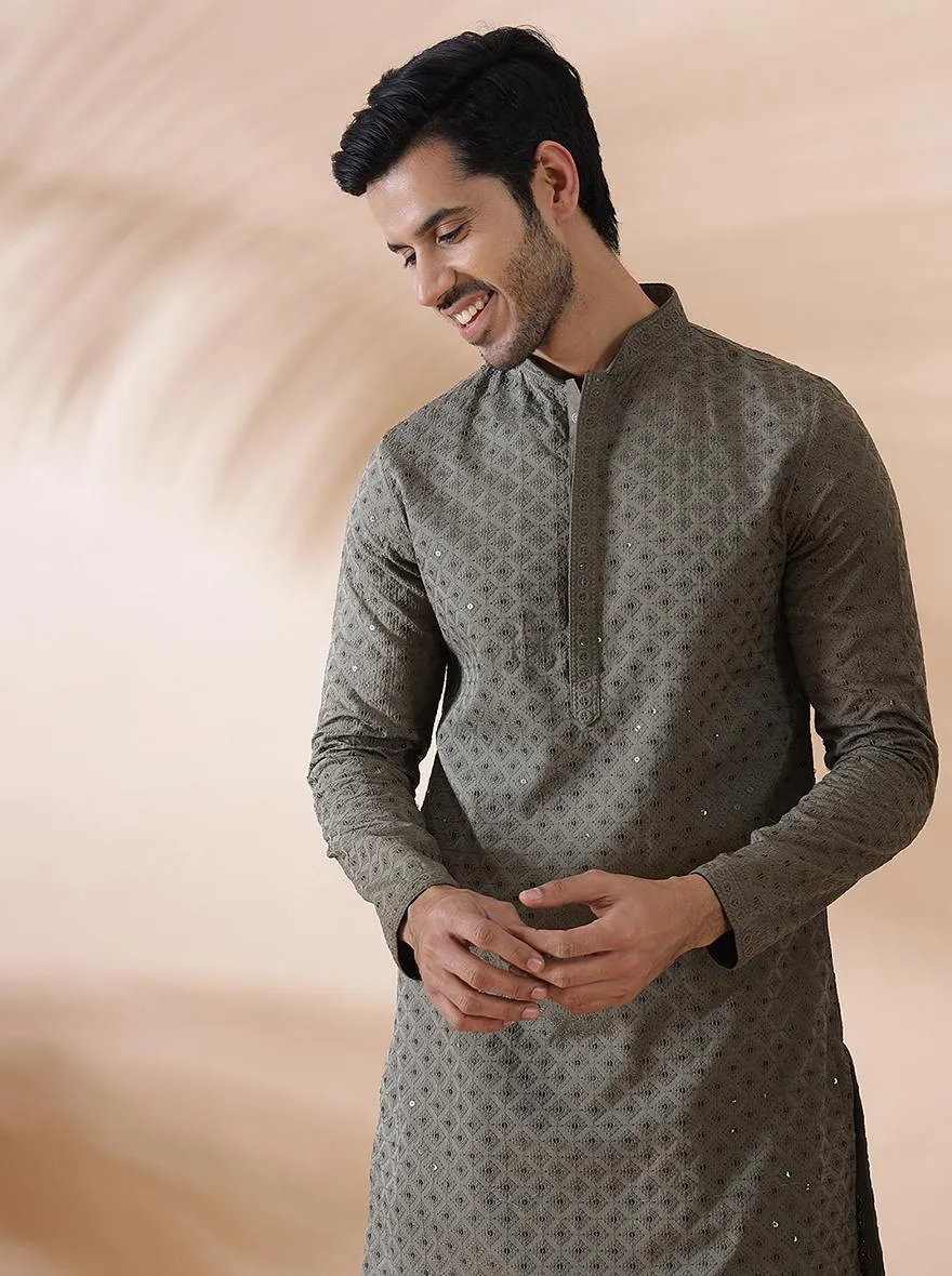Mehndi Green Embroidered Kurta | The Kurta Company