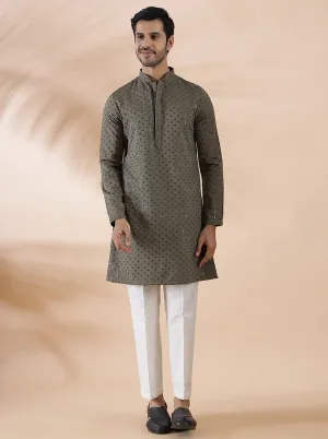 Mehndi Green Embroidered Kurta | The Kurta Company