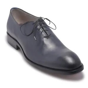 Men Two Tone Blue Leather Shoes with black laces
