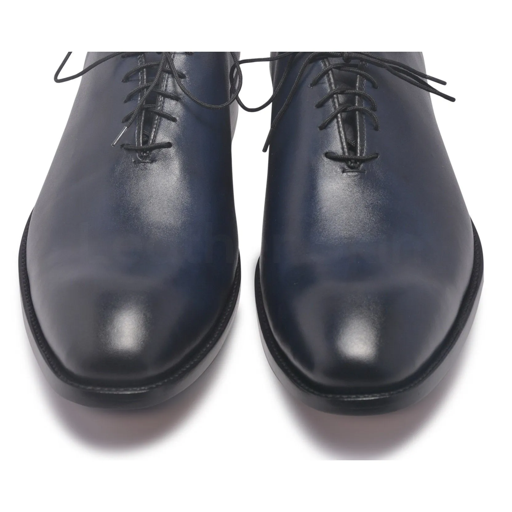 Men Two Tone Blue Leather Shoes with black laces