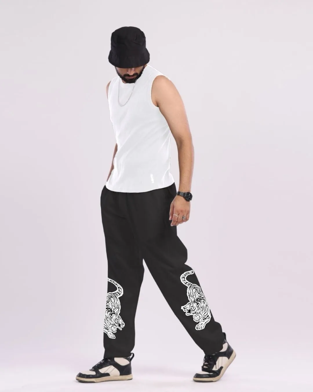 Men's Black Adjustable Cargo Pants - Snow Tiger