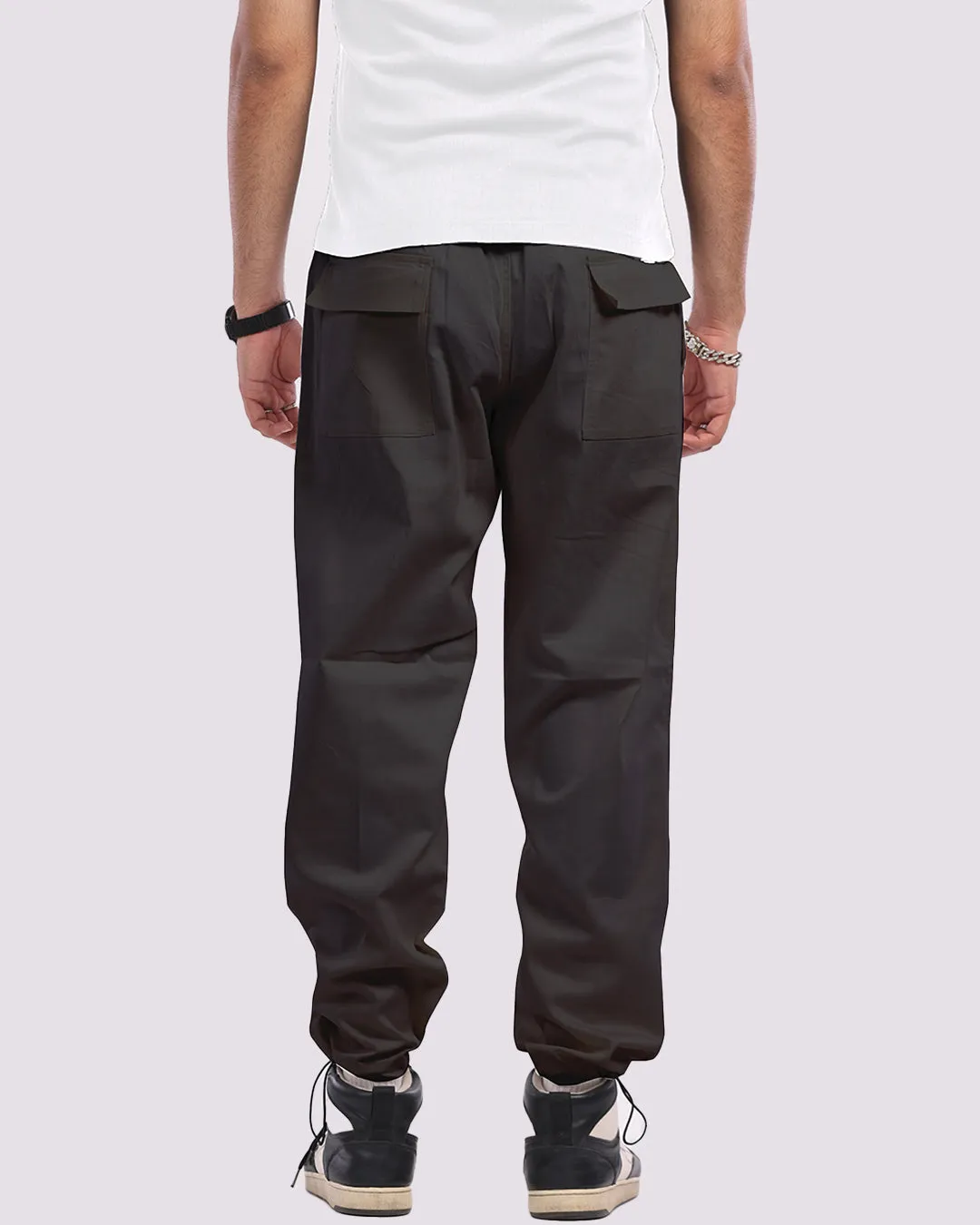 Men's Black Adjustable Cargo Pants - Snow Tiger