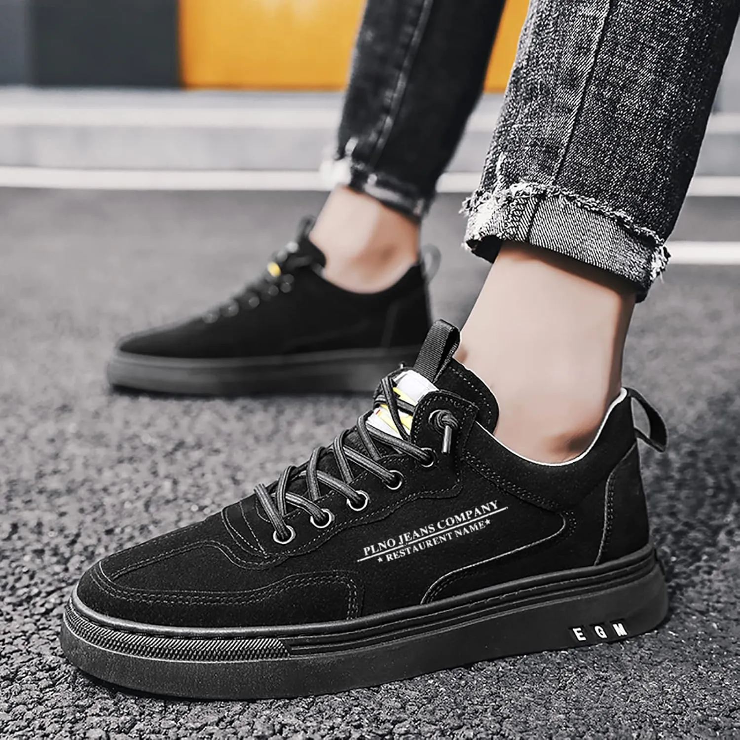 Men's Lace Up Memory Foam Sneakers Breathable Elastic Fly Woven Mesh Sneaker Athletic Fashion Sneakers for Men