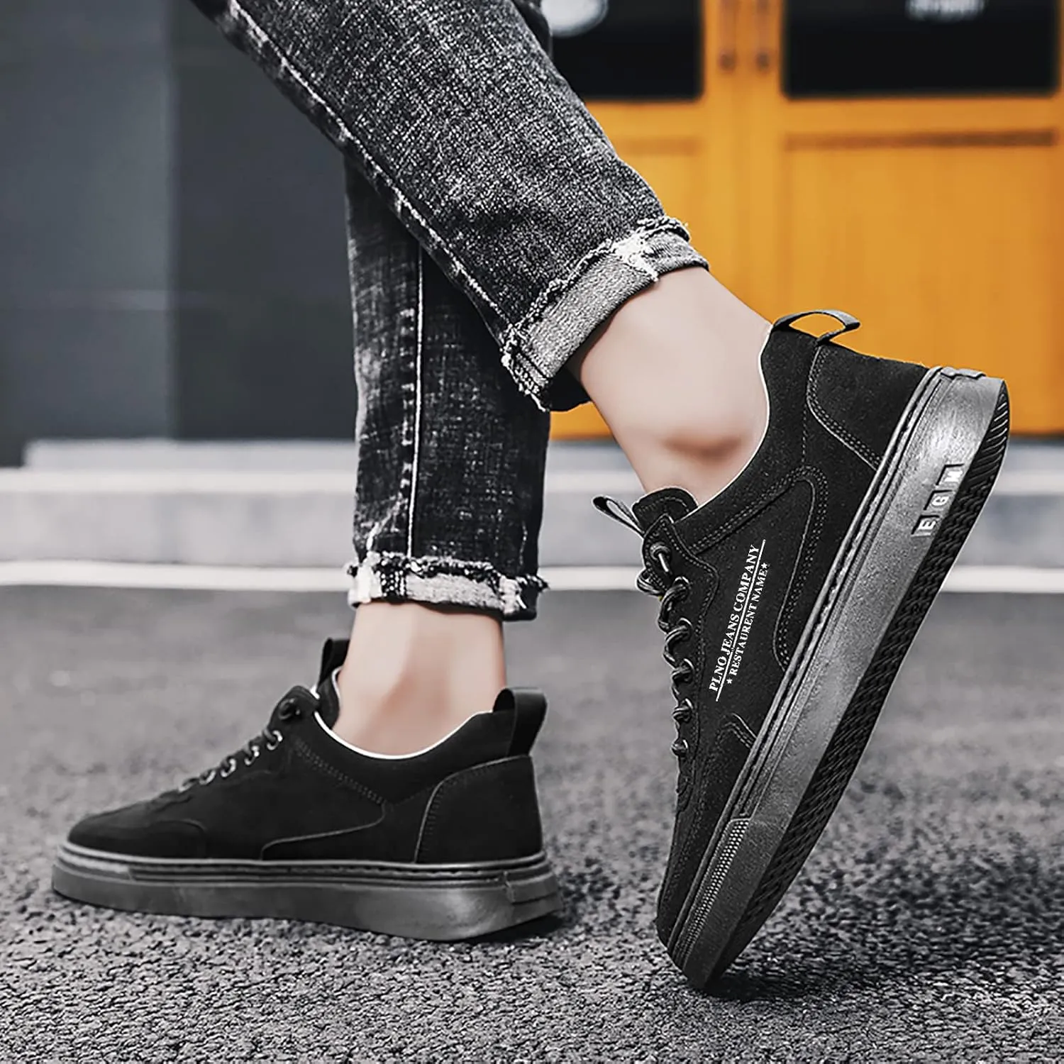 Men's Lace Up Memory Foam Sneakers Breathable Elastic Fly Woven Mesh Sneaker Athletic Fashion Sneakers for Men