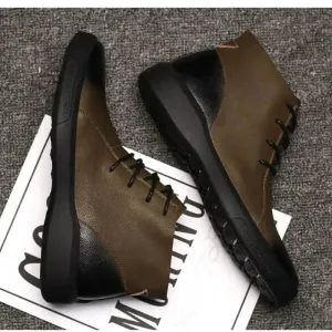 Men's Leather Motorcycle Boots - Retro Chelsea Style