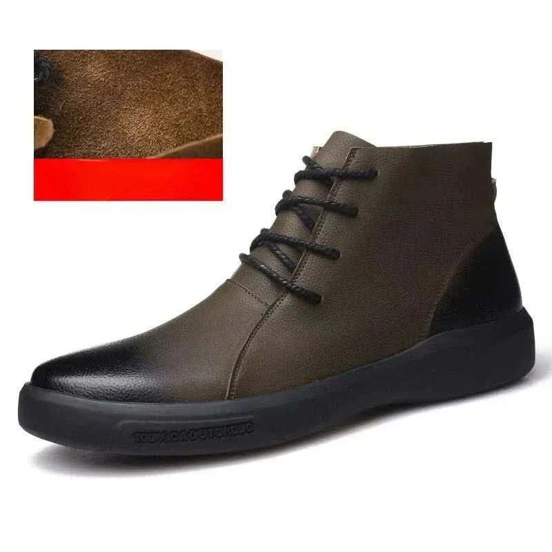 Men's Leather Motorcycle Boots - Retro Chelsea Style