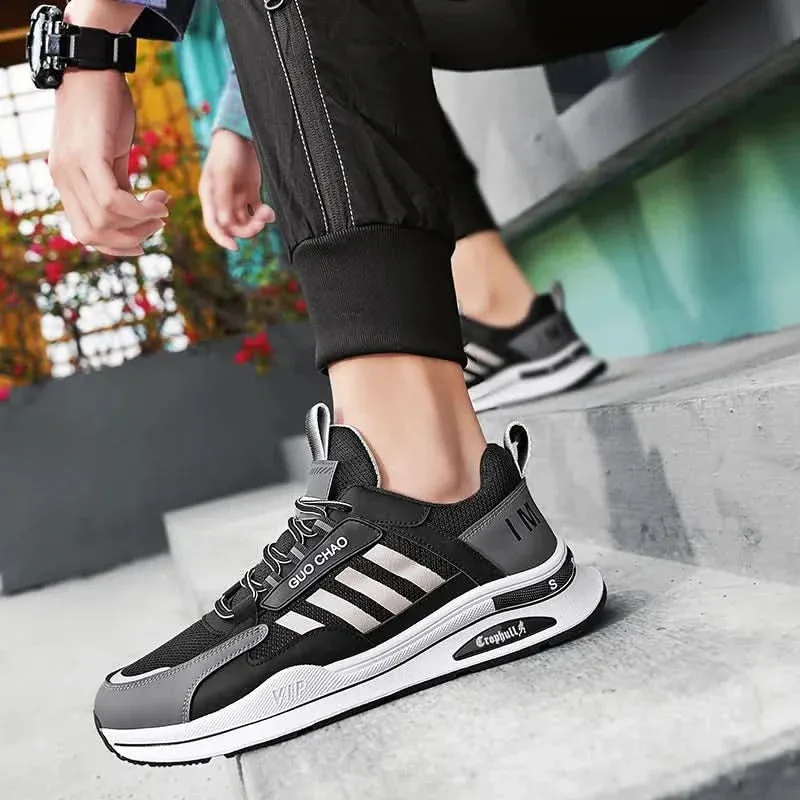 Men's Luxury Leather Sneakers: Comfortable Running Shoes