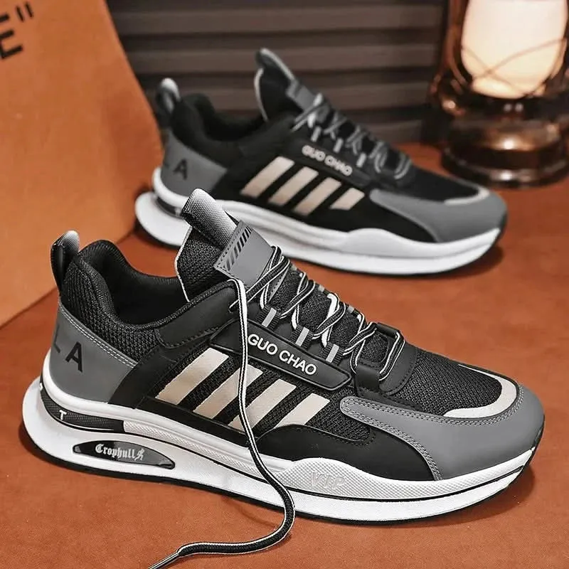 Men's Luxury Leather Sneakers: Comfortable Running Shoes