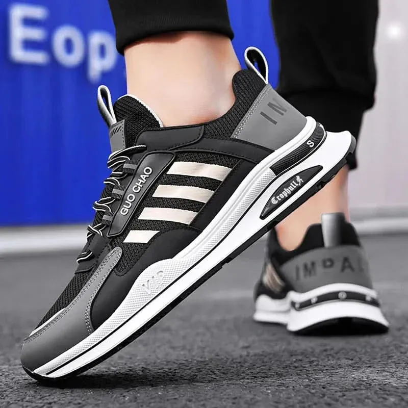 Men's Luxury Leather Sneakers: Comfortable Running Shoes