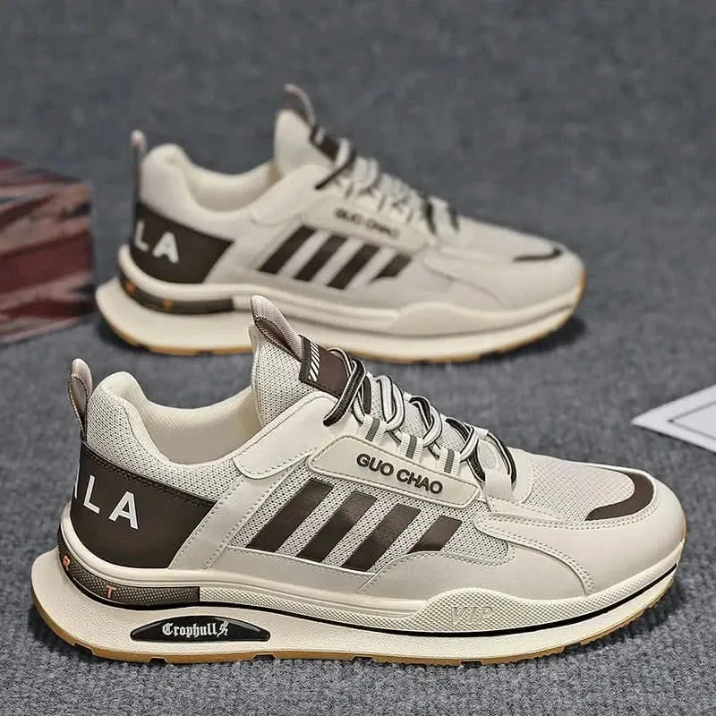 Men's Luxury Leather Sneakers: Comfortable Running Shoes