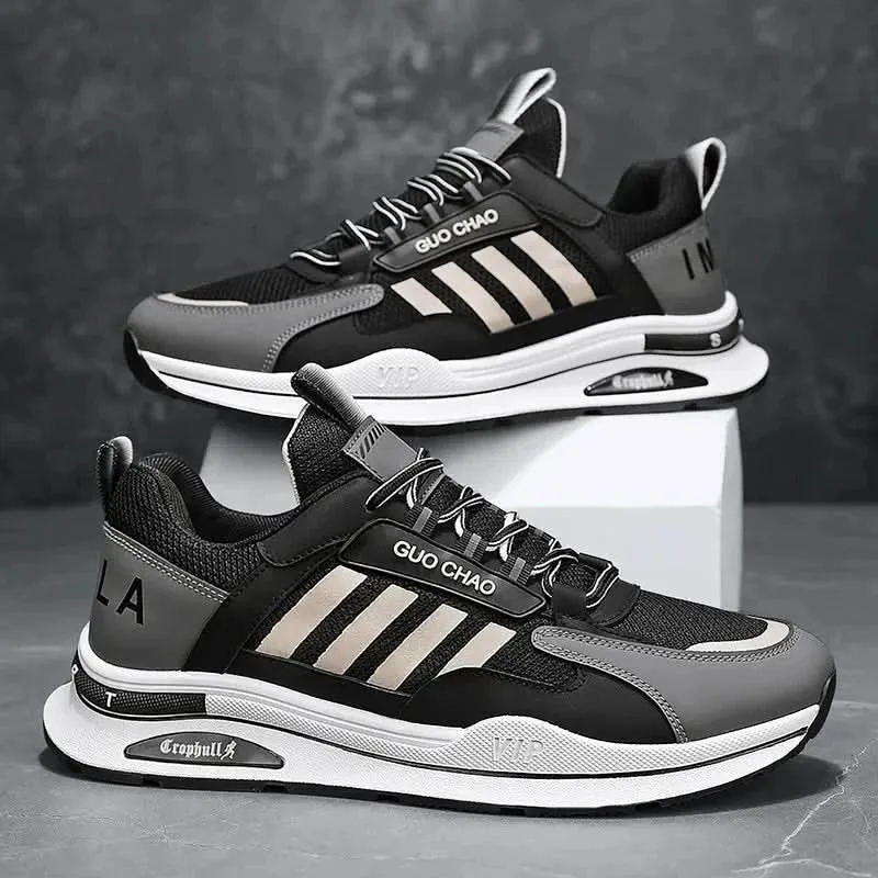 Men's Luxury Leather Sneakers: Comfortable Running Shoes