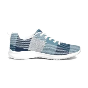 Mens Sneakers - Blue Plaid Low Top Canvas Running Shoes by inQue.Style