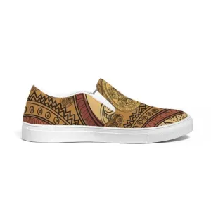 Mens Sneakers - Brown Paisley Low Top Canvas Slip-on Sports Shoes - B3z475 by inQue.Style
