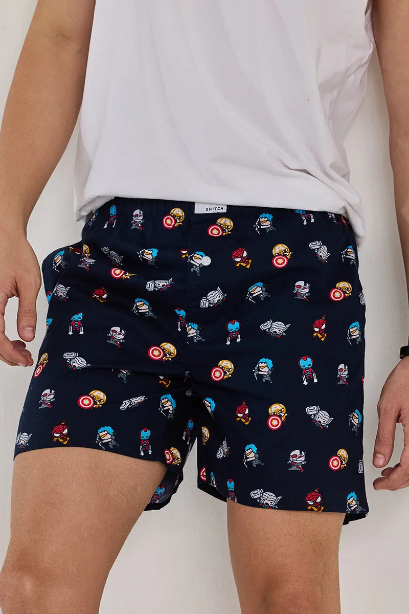 Navy Printed Boxer