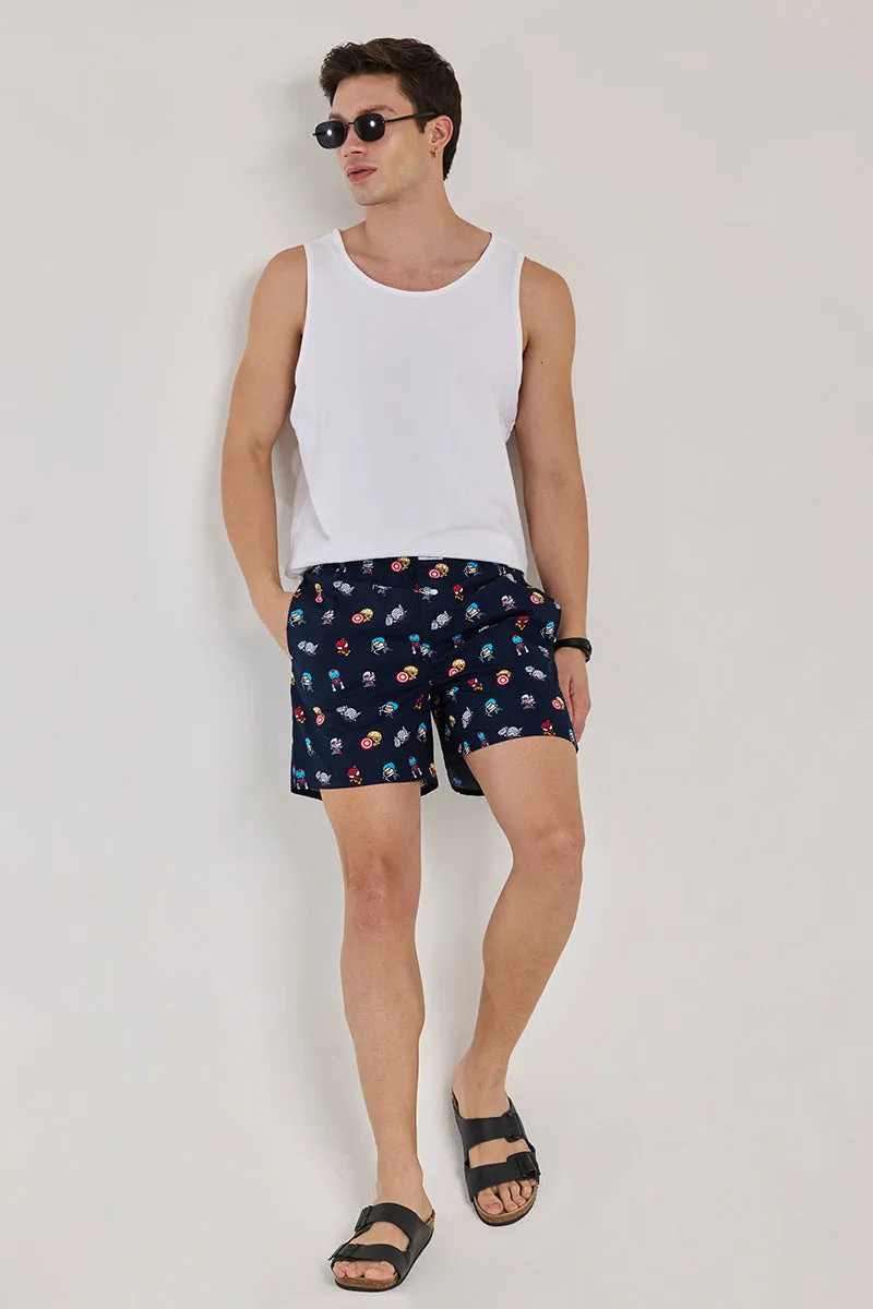 Navy Printed Boxer